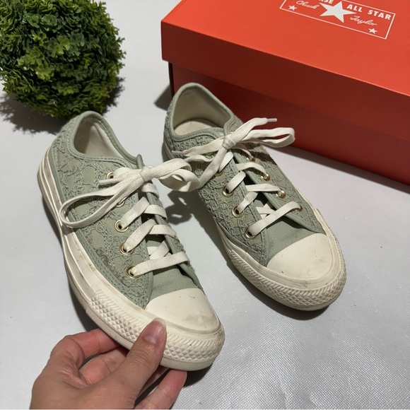 Converse Shoes - Converse Sage Green Eyelet‎ Lace Lace Up Sneakers Shoes Women’s Size 5.5 Spring